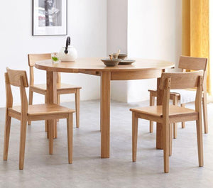 Humbie Neutral Solid Oak Round Extendable Dining Table (Coming Soon!) - Oak Furniture Store & Sofas