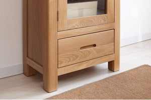 Humbie Solid Oak Slim Display Cabinet - Oak Furniture Store & Sofas