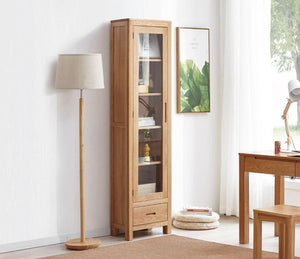 Humbie Solid Oak Slim Display Cabinet - Oak Furniture Store & Sofas