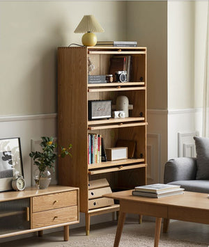 Latvia Designer Natural Solid Oak Display Bookcase Cabinet - Oak Furniture Store & Sofas