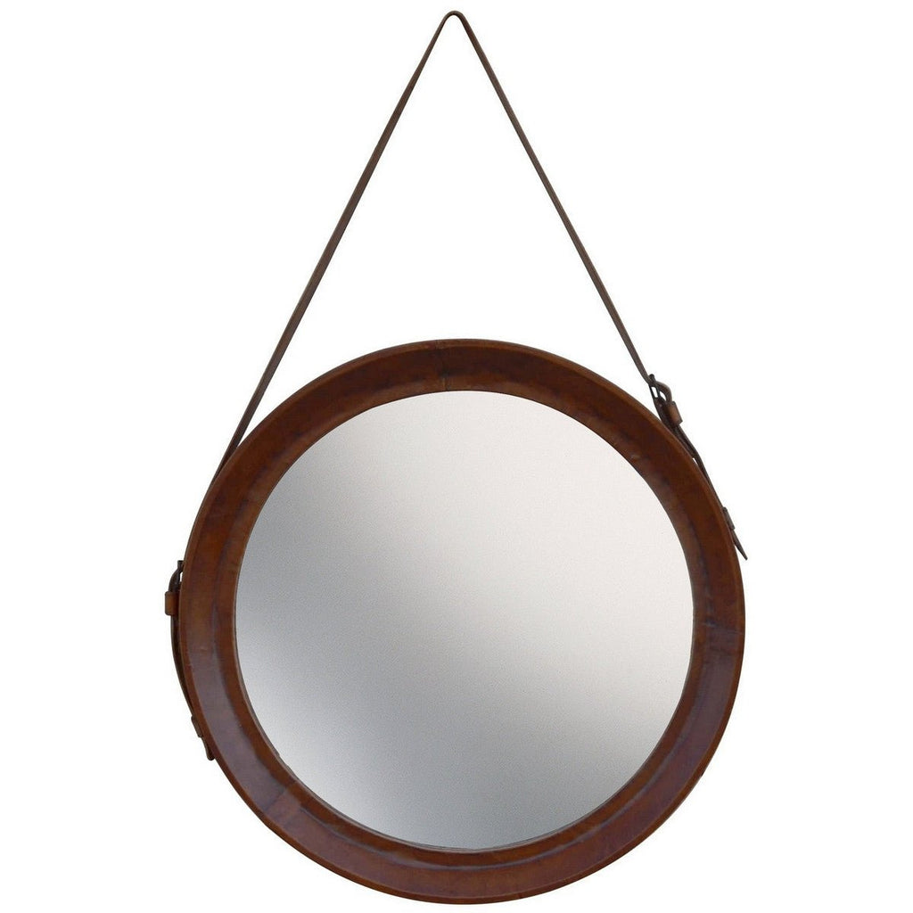 Leather Round Mirror RKC1100 - Oak Furniture Store & Sofas