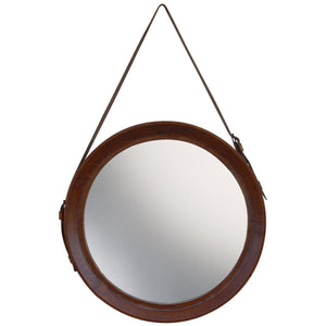 Leather Round Mirror RKC1100 - Oak Furniture Store & Sofas