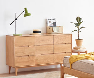 Malmo Natural Solid Oak chest of 9 Drawers - Oak Furniture Store & Sofas