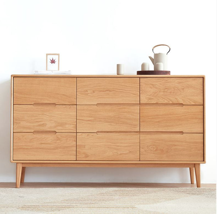 Malmo Natural Solid Oak chest of 9 Drawers