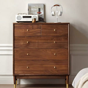 Newark Natural Solid Walnut 2 Over 3 Chest Of Drawers - Oak Furniture Store & Sofas