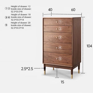 Newwark Natural Solid Walnut Slim Chest Of Drawers - Oak Furniture Store & Sofas