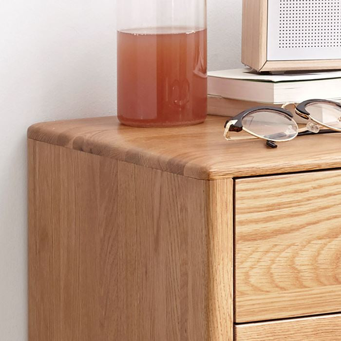 Oslo Natural Solid Oak Bedside Table Design 3 - Oak Furniture Store