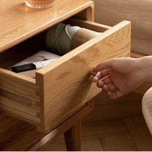 Oslo Natural Solid Oak Bedside Table Design Two - Oak Furniture Store & Sofas