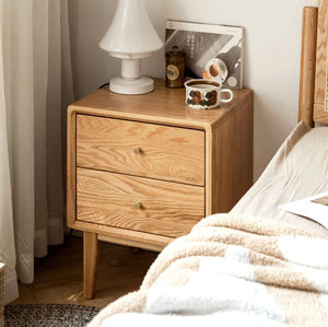 Oslo Natural Solid Oak Bedside Table Design Two - Oak Furniture Store & Sofas