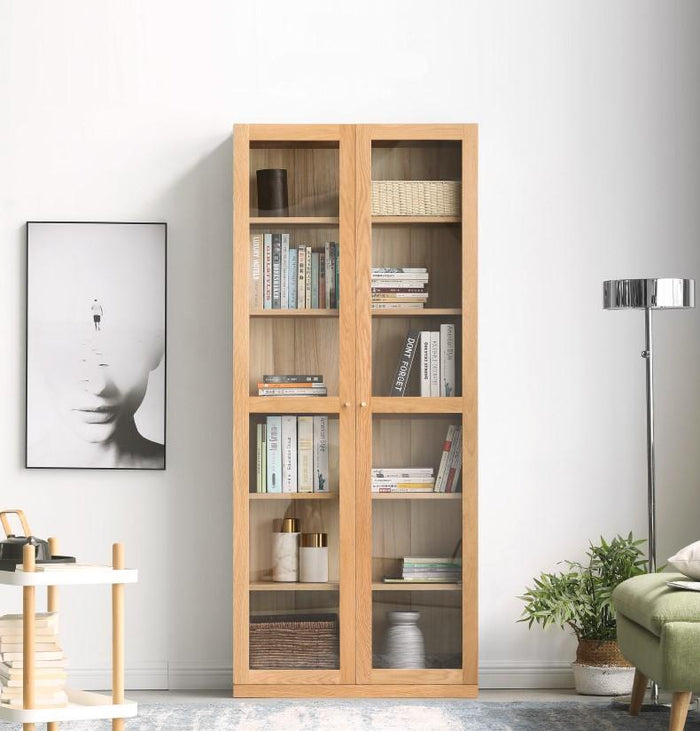 Oslo Natural Solid Oak Display Bookcase Cabinet
