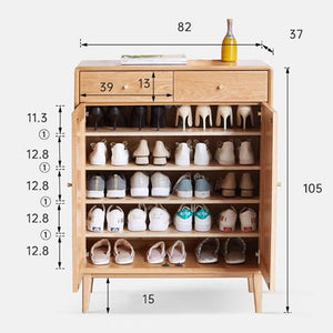 Oslo Natural Solid Oak Elegant Shoe Cabinet - Oak Furniture Store & Sofas