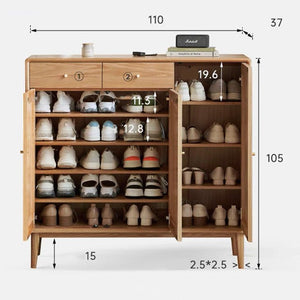 Oslo Natural Solid Oak Elegant Shoe Cabinet - Oak Furniture Store & Sofas