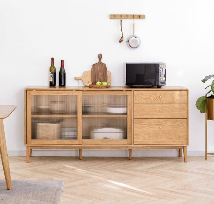 Oslo Natural Solid Oak Sideboard with Hutch Dresser