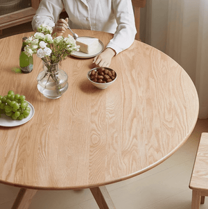 Oslo Natural Solid Oak Round Dining Table - Oak Furniture Store & Sofas