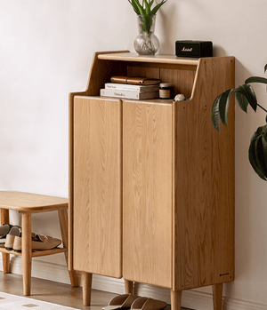 Oslo Natural Solid Oak Shoe Cabinet - Oak Furniture Store & Sofas