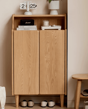 Oslo Natural Solid Oak Shoe Cabinet - Oak Furniture Store & Sofas
