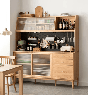Oslo Natural Solid Oak Sideboard with Hutch Dresser - Oak Furniture Store & Sofas