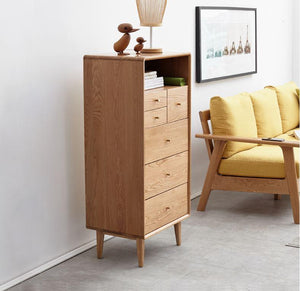 Oslo Natural Solid Oak Slim Chest of Drawers - Oak Furniture Store & Sofas