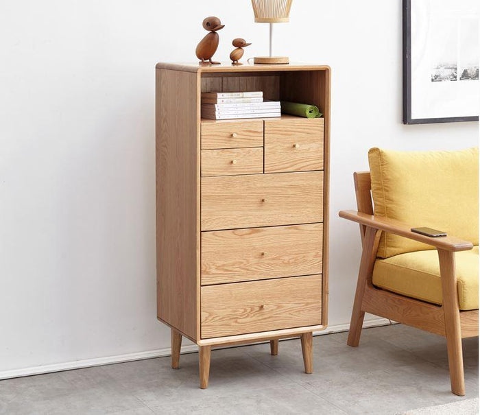 Oslo Natural Solid Oak Slim Chest of Drawers
