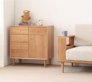 Oslo Natural Solid Oak Small Sideboard Design 2 - Oak Furniture Store & Sofas