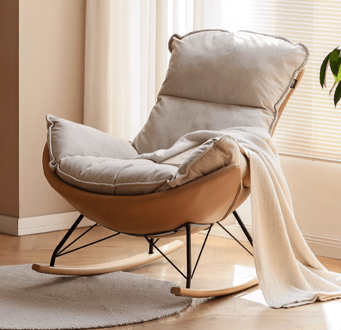 Oulu Eggshell-Inspired Fabric Rocking Sofa