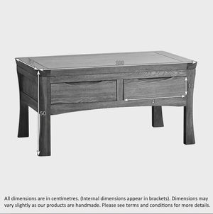 Renwick Rustic Solid Oak 4 Drawer Storage Coffee Table - Oak Furniture Store & Sofas