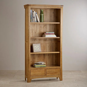 Renwick Rustic Solid Oak Bookcase Cabinet - Oak Furniture Store & Sofas