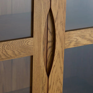 Renwick Rustic Solid Oak Glazed Display/Bookcase Cabinet - Oak Furniture Store & Sofas
