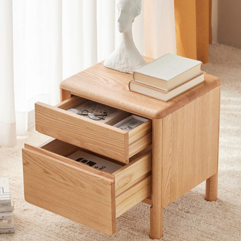 Bedside Table Rectangle Oak Riga Natural Oak Bedside Table | Oak Furniture Store