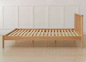 Salos Natural Solid Oak Queen Size Bed Frame - Oak Furniture Store & Sofas