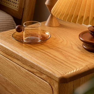 Seattle Natural Solid Oak Bedside Table 2 Drawers - Oak Furniture Store & Sofas