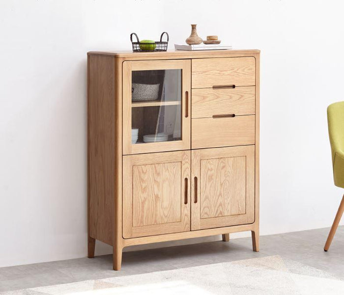 Seattle Natural Solid Oak Tall Sideboard