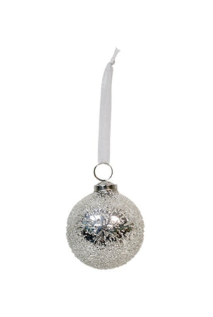 Silver Beaded Bauble - Oak Furniture Store & Sofas