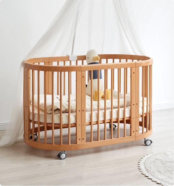 Solid Natural Beech 3 in 1 Baby Cot Bed