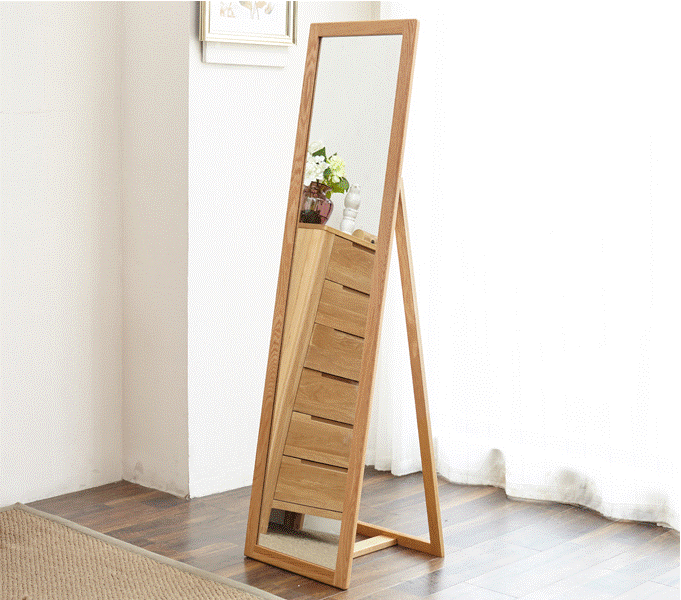 Natural Solid Oak Standing Mirror