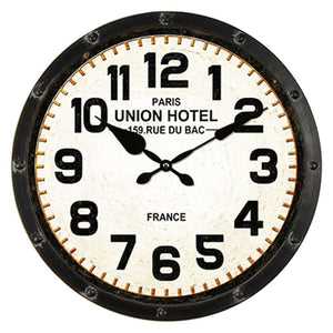 Union Hotel Iron Wall Clock KCL6063 - Oak Furniture Store & Sofas