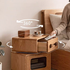 Urban Kidz Natural Solid Oak Robot Design Bedside Table - Oak Furniture Store & Sofas
