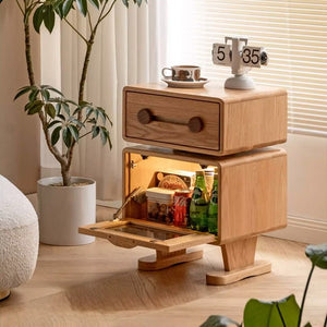 Urban Kidz Natural Solid Oak Robot Design Bedside Table - Oak Furniture Store & Sofas