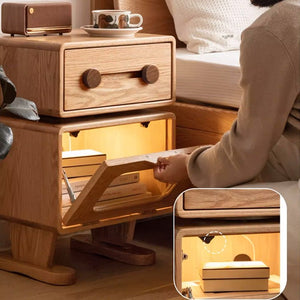 Urban Kidz Natural Solid Oak Robot Design Side Table - Oak Furniture Store & Sofas