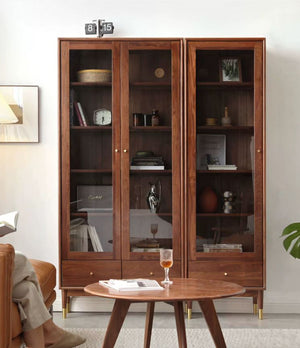 Walnut Glass Display Cabinet - Oak Furniture Store & Sofas