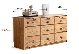 Warburg Natural Solid Oak 9 Drawers Sideboard - Oak Furniture Store & Sofas