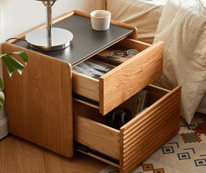 Warburg Natural Solid Wood Bedside Table - Oak Furniture Store & Sofas