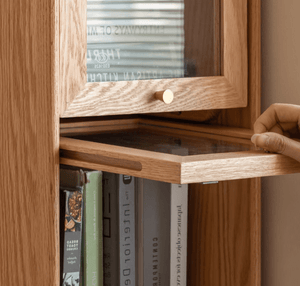 Warburg Solid Oak Display/Book Cabinet - Oak Furniture Store & Sofas